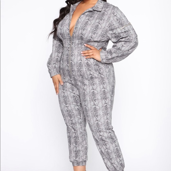 Huxley Long Sleeve Snakeskin Jumpsuit - Picture 1 of 2